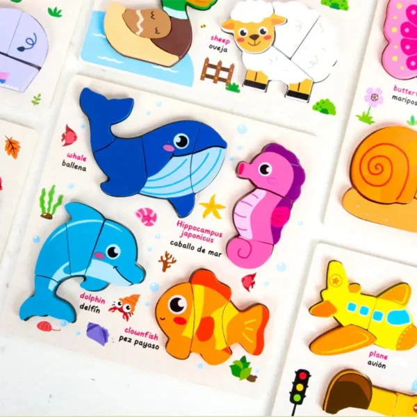 Juego De Encastre Rompecabezas 3d Madera Didáctico Niños Bosque