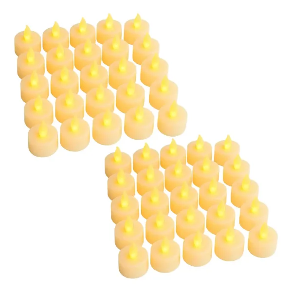 Velas Pack X48 Velita Luz Led Calida Vela Pilas Incluidas Blanco Tealight