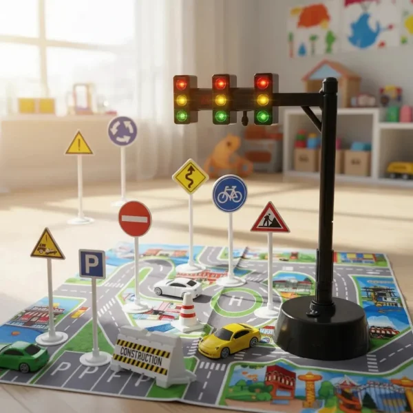 Set Señales Viales Educativo Autos Semáforo Luz Sonido Mapa Multicolor