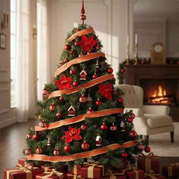 Arbol de Navidad Verde Patagonia 1,30mts Deco Rojo