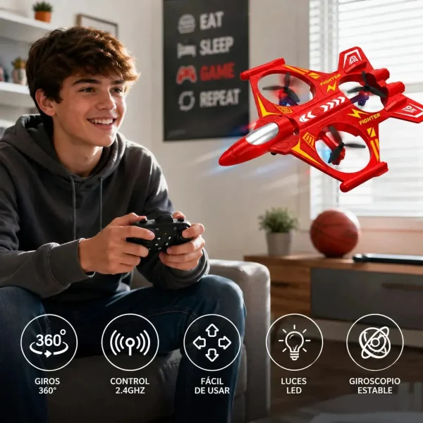 Drone Avión Rc Giro 360° Control Remoto Juguete Niños Rojo