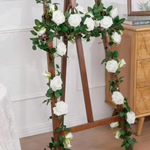Flores Artificiales Enredadera Rosa Pack X6 Guirnalda Deco Rosa