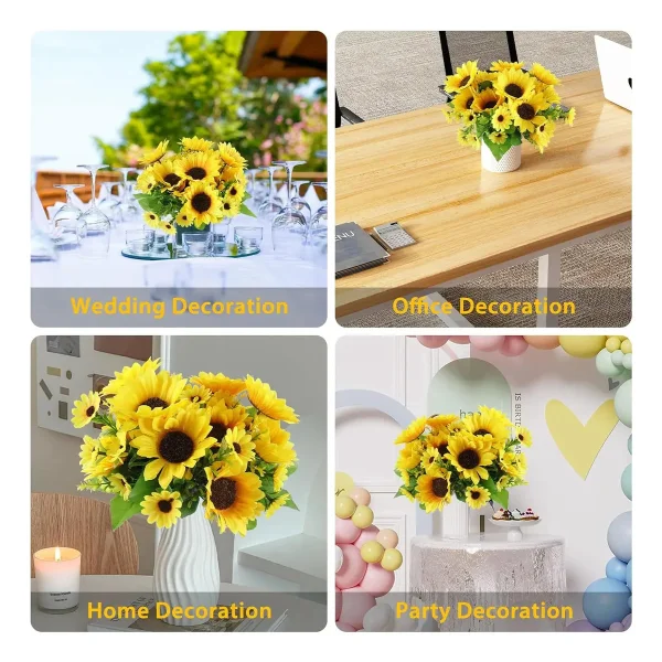 Ramo Girasol Artificial Expreso Polar 30cm Decoración Amarillo