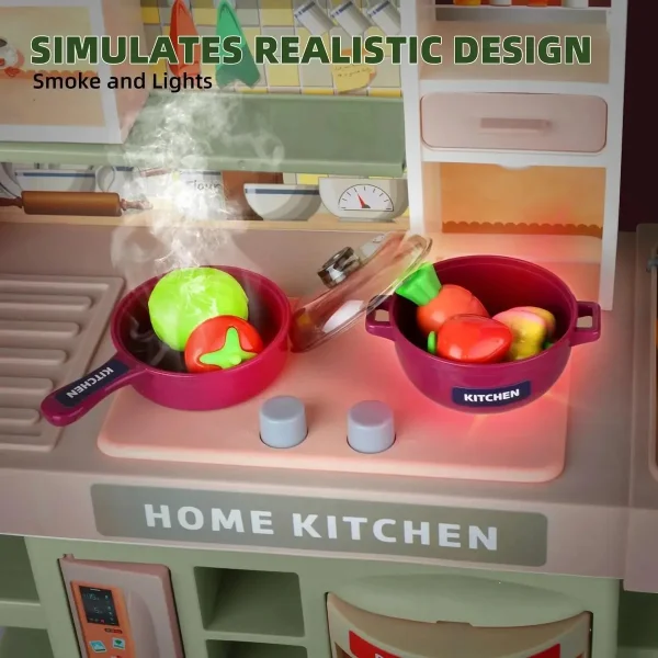 Cocinita Juguete Infantil Con Vapor Agua Luz Mas Accesorios Rosa Nude