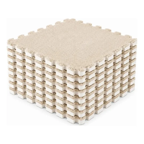 Piso Goma Eva Encastrable Peluche Alfombra Antigolpes X10 Beige Lisa