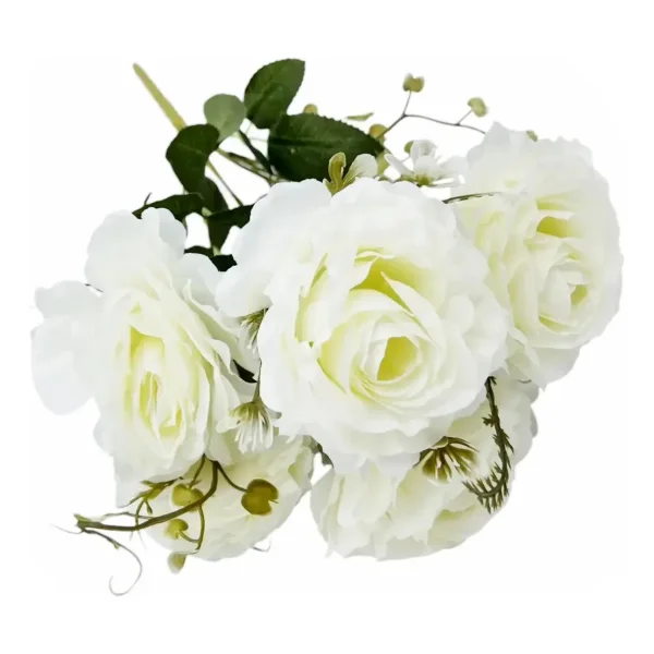 Ramo De Rosas Flores Artificiales 35cm Decoracion X3 Blanco