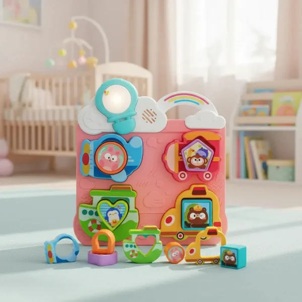 Tablero Interactivo Encastre Bebé Montessori Luz Sonido Rosa