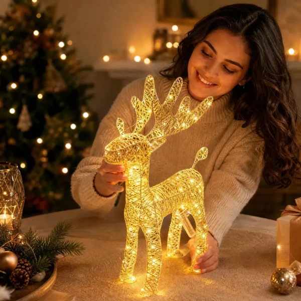 Reno Navideño  Decoración Adorno Hogar Navidad Fiestas 50cm Dorado