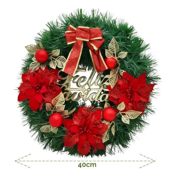 Corona Navidad 40 Cm Adorno Para Puerta Decoracion Navideña