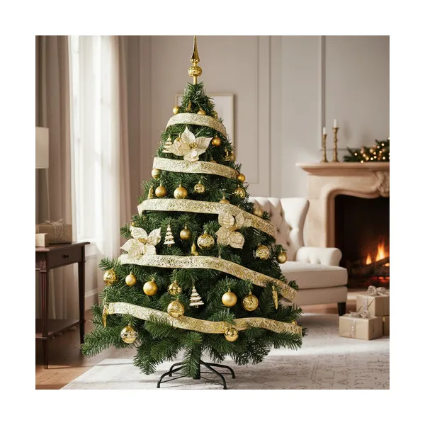 Arbolito Navidad Montañes Deluxe 1.80mt + Decoración Oro 