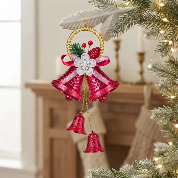 Adorno Campana Navideña Colgante Navidad Deco Arbol Puerta Rojo