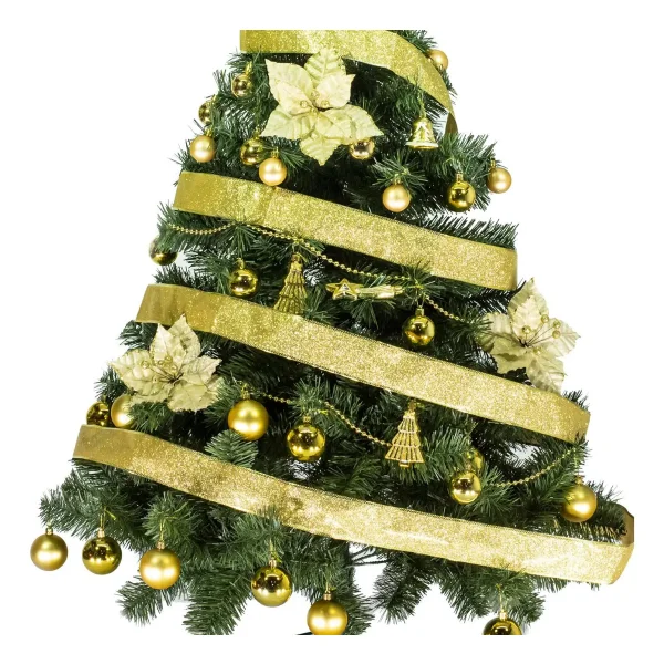 Arbol de Navidad Tronador De Lujo Verde 1,50mts + Kit 40 Oro