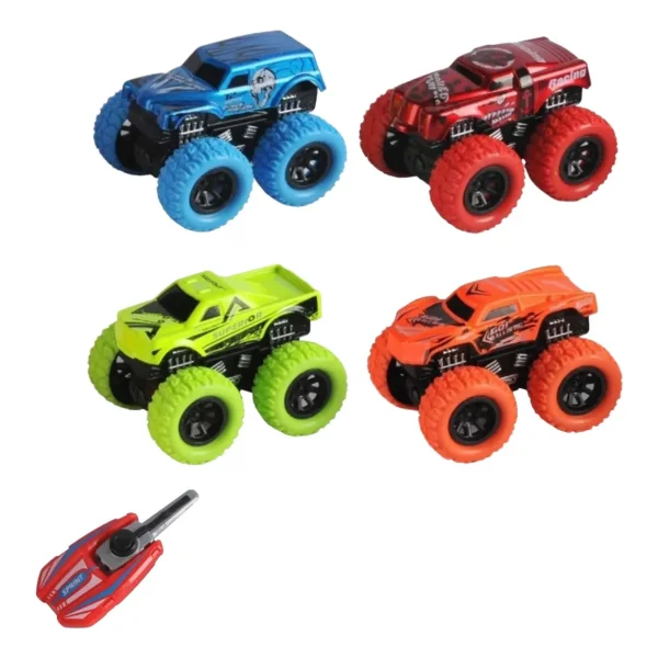 Camionetas Monster Truck De Metal X3 Con Lanzador Juguete Multicolor