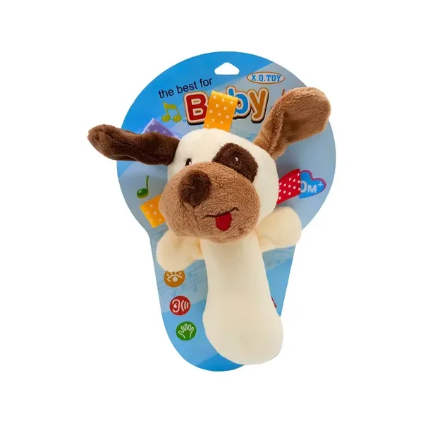 Sonajero Peluche Perro Blanco X.q.toy Xq308b Para Bebé Con Chifle