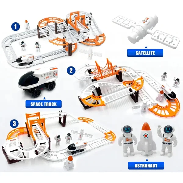 Pista De Carreras Espacial Con Astronautas Y Cohete