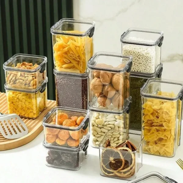 Set X5 Frascos Contenedores Hermeticos Recipiente Alimentos Transparente