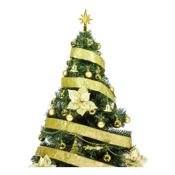 Arbol de Navidad Tronador De Lujo Verde 1,50mts + Kit 40 Oro