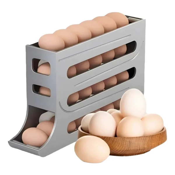 Huevera Organizador Deslizante 30 Huevos Heladera Cocina Gris Oscuro