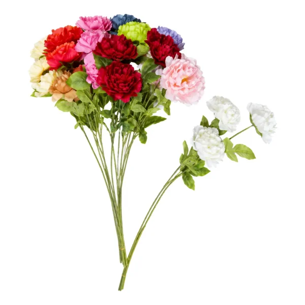Vara Peonias Artificiales 70cm Flores Grandes Deco Pack X3 Rosa