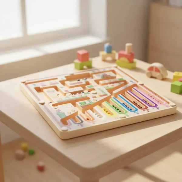 Juego Magnético Laberinto Bolitas Lápiz Colores Niños Beige