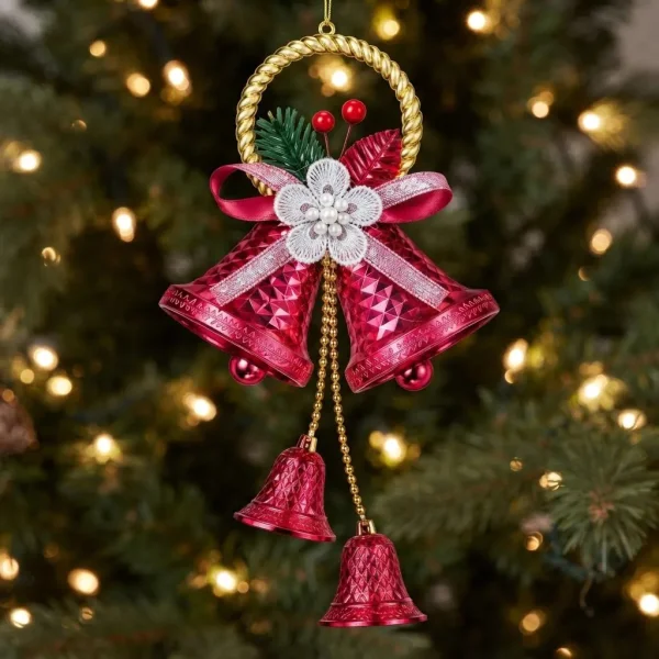 Adorno Campana Navideña Colgante Navidad Deco Arbol Puerta Rojo