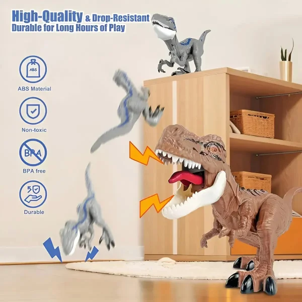 Dinosaurio Velociraptor Juguete Articulado Con Luz Y Sonido