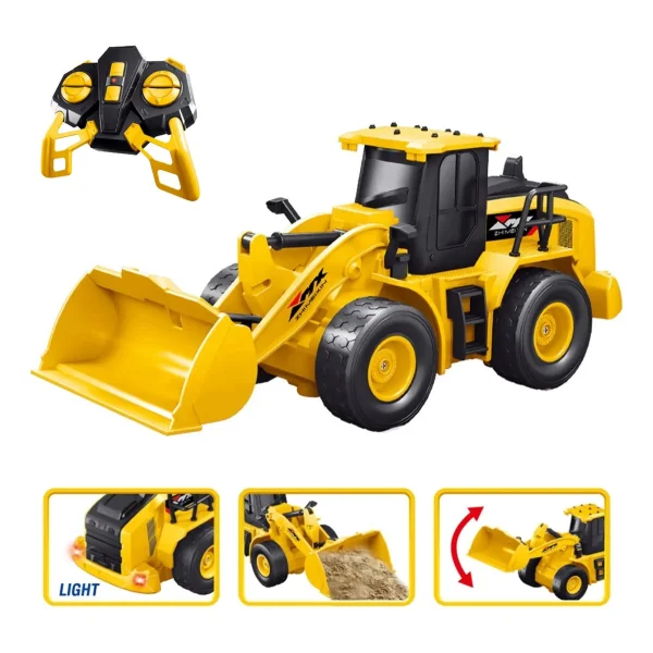 Excavadora Tractor Juguete A Control Remoto Luz Y Sonido Rc Amarillo