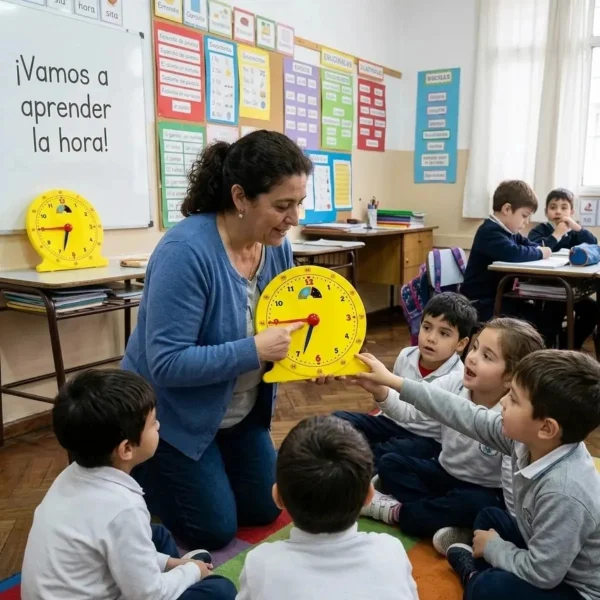 Reloj Didáctico Infantil Aprende Hora Día Noche Manecillas Amarillo