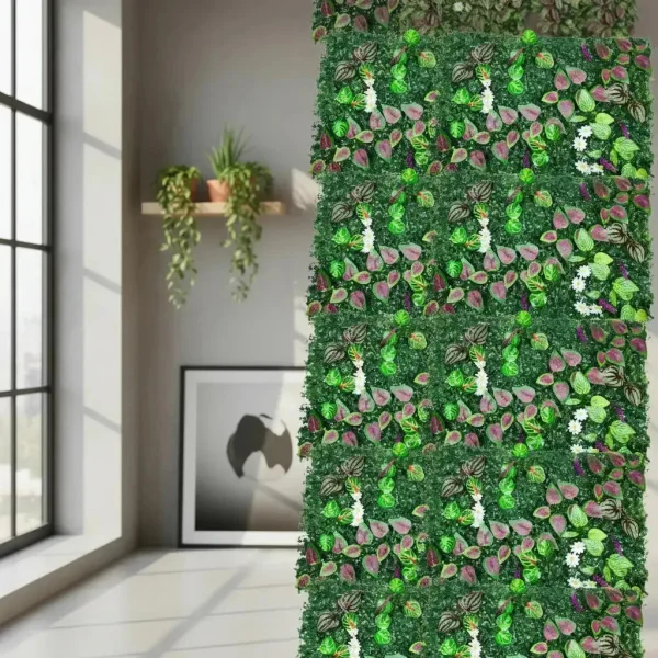 Jardín Vertical X5 Artificial Flores Deco Muro Verde 40x60 Verde