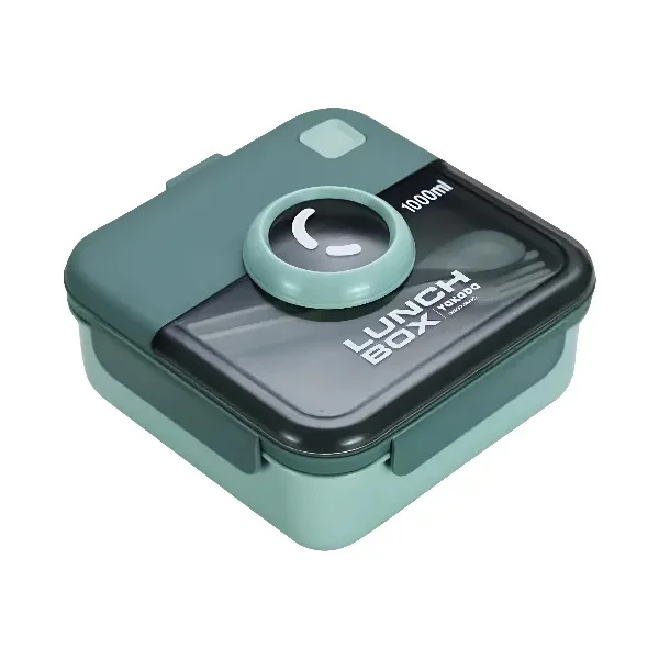 Lunchera Vianda Tupper Infantil Hermética Cubiertos 1000ml Verde