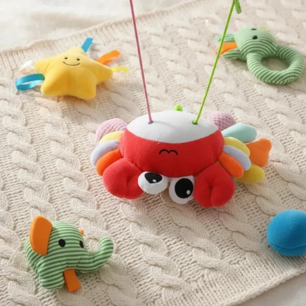 Juguete Colgante Cochecito Bebe Cangrejo Sonajero Sensorial Rojo