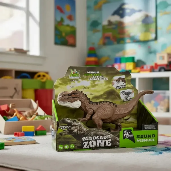 Muñeco Dinosaurio T-rex Juguete Articulado Con Luz Y Sonido T-rex Marrón Claro