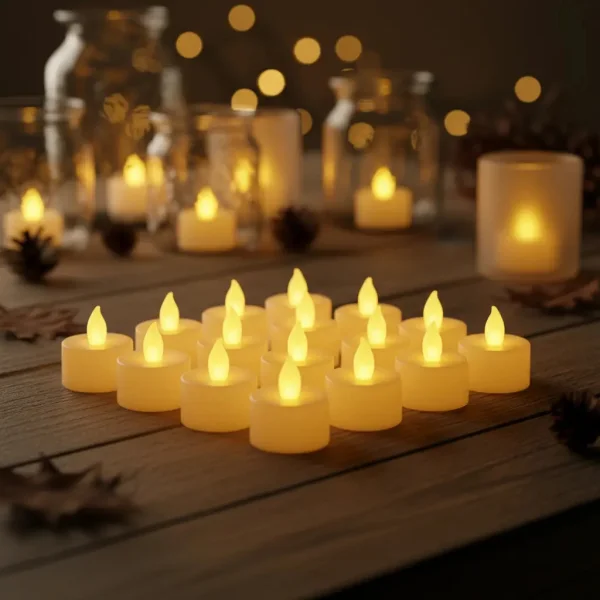Velas Pack X48 Velita Luz Led Calida Vela Pilas Incluidas Blanco Tealight