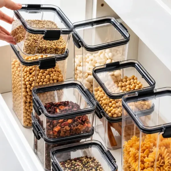 Set X5 Frascos Contenedores Hermeticos Recipiente Alimentos Transparente