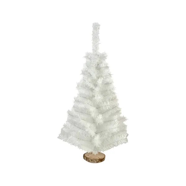 Arbol De Navidad Blanco Mini Arbolito 0,80mts Base De Tronco Natural