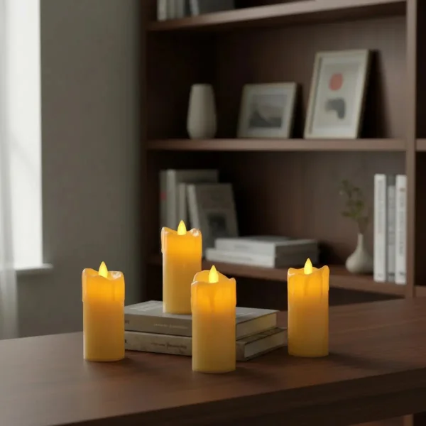 Velas Set X3 Velon Luz Led Calida Llama Efecto Fuego A Pilas Calido