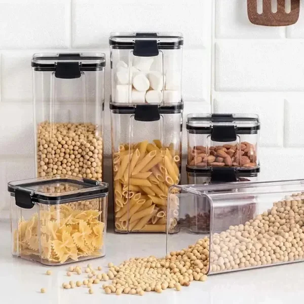 Set X5 Frascos Contenedores Hermeticos Recipiente Alimentos Transparente