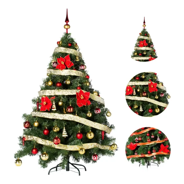 Arbol de Navidad Montañes Deluxe 1.50mts Con Adornos Kit X50