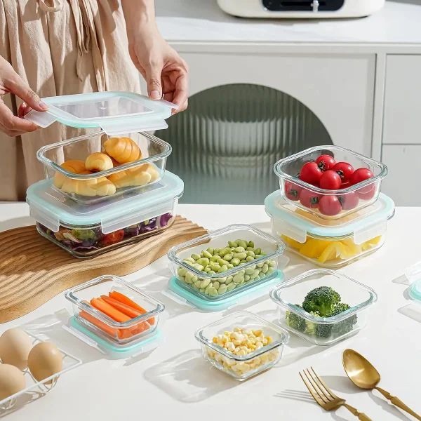 Set X3 Tuppers Recipientes Herméticos Vidrio Horno Freezer Transparente