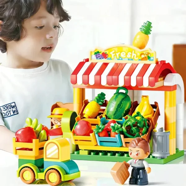Set Bloques Construcción Juguete Mercado 100 Piezas Puzzle 100