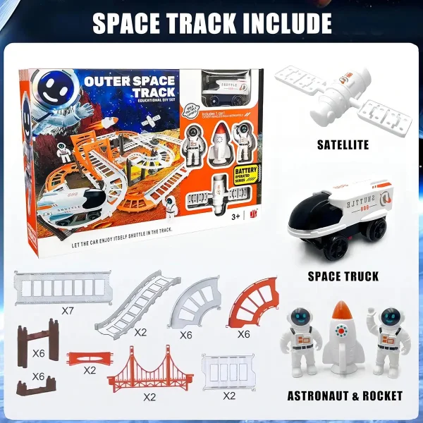 Pista De Carreras Espacial Con Astronautas Y Cohete