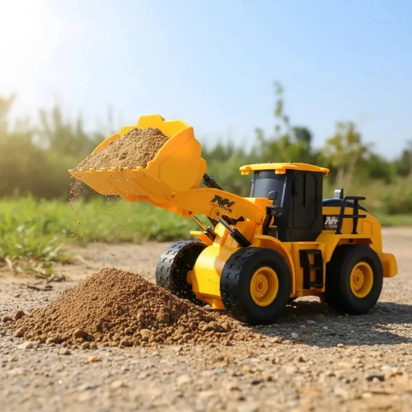 Excavadora Tractor Juguete A Control Remoto Luz Y Sonido Rc Amarillo
