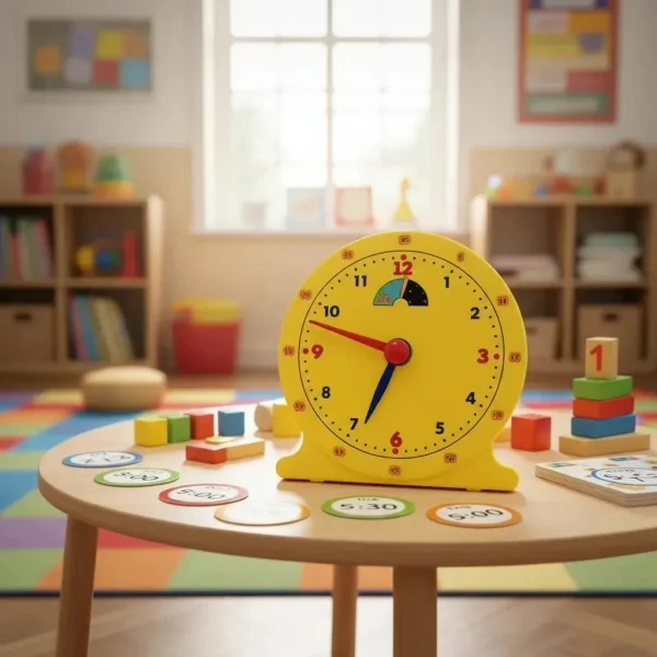 Reloj Didáctico Infantil Aprende Hora Día Noche Manecillas Amarillo
