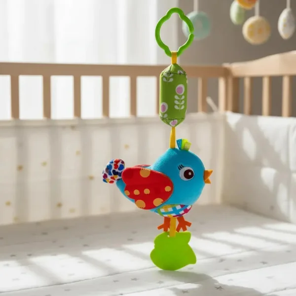 Sonajero Peluche Sensorial Colgante Bebé Cascabel Y Mordedor Multicolor