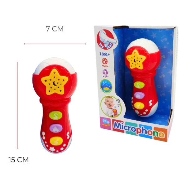 Sonajero Microfono Didactico Con Sonidos Para Bebe Rojo