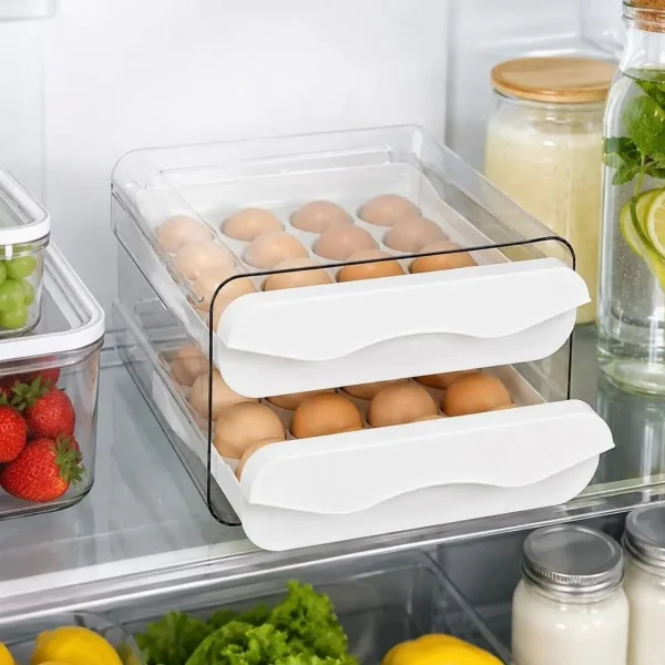 Huevera Organizador Deslizante 32 Huevos Heladera Mesada Blanco