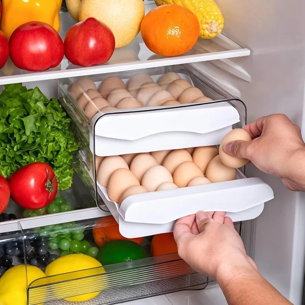 Huevera Organizador Deslizante 32 Huevos Heladera Mesada Blanco