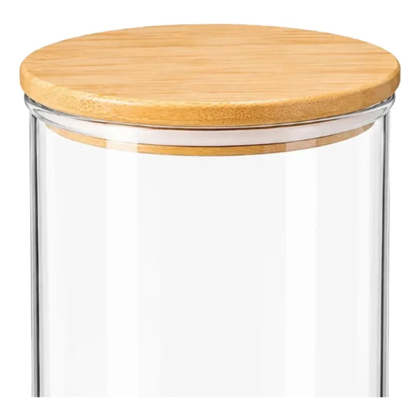 Frasco Contenedor Acrílico Con Tapa Hermético Bambú 1000ml Transparente