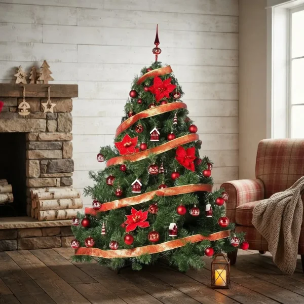 Arbol de Navidad Verde Patagonia 1,30mts Deco Rojo