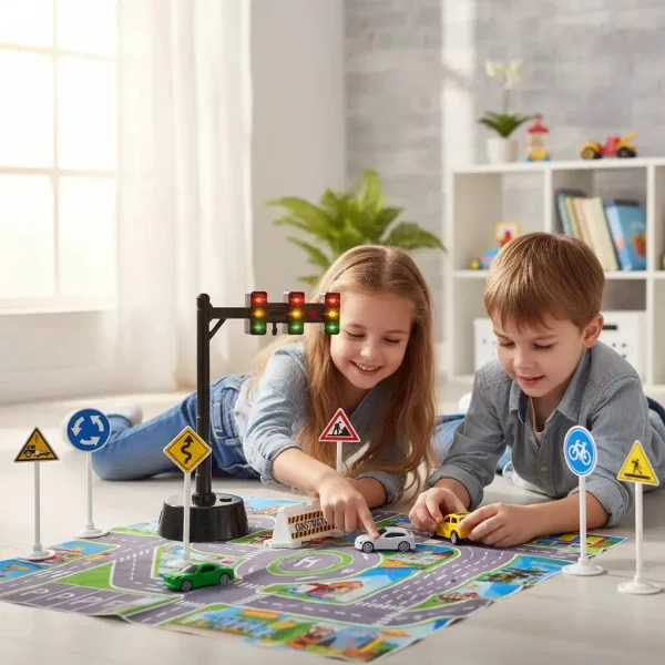 Set Señales Viales Educativo Autos Semáforo Luz Sonido Mapa Multicolor